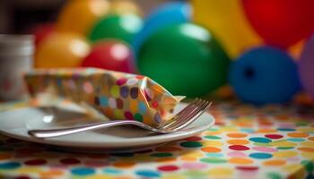 vibrant couleurs décorer table pour fête un événement généré par ai photo