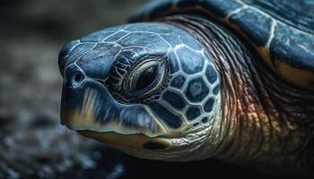 dure vieux tortue coquille, une vivant organisme généré par ai photo