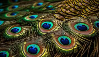majestueux paon affiche vibrant iridescent plume modèle généré par ai photo