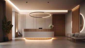 luxe moderne appartement avec élégant bois décor généré par ai photo