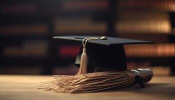 diplôme et casquette signifier étudiants réussite généré par ai photo