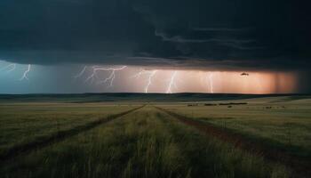 électricité dans le air, orage brassage ce soir généré par ai photo