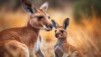 mignonne âne et lapin asseoir dans Prairie généré par ai photo