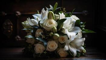 rustique bouquet de Frais fleurs pour mariage fête généré par ai photo