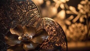 d'or antique artisanat décore la nature élégant spirale de été beauté généré par ai photo