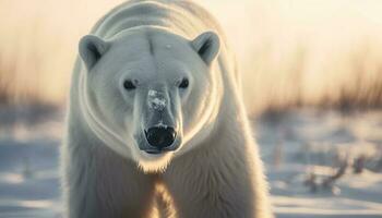 Arctique mammifère fourrure brille dans hiver lumière du soleil génératif ai photo