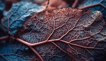 biologique feuille veine modèle sur forêt branche généré par ai photo