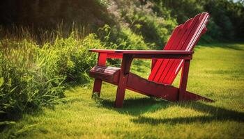 confortable chaise dans rustique Prairie entouré par la nature généré par ai photo