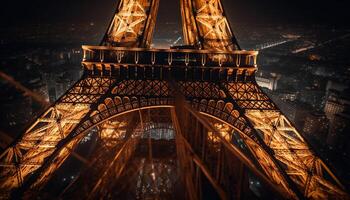 illuminé architecture symbolise Parisien ville la vie à nuit généré par ai photo