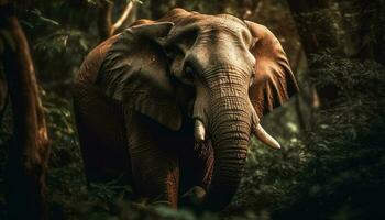 grand africain l'éléphant en marchant par le boue généré par ai photo