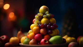 juteux fruit bol avec une variété de couleurs généré par ai photo