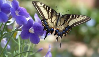 vibrant machaon papillon pollinise Célibataire Jaune fleur dans printemps généré par ai photo
