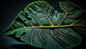 feuille veine modèle sur vibrant vert plante généré par ai photo