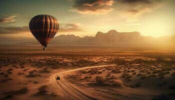 en volant haute dans chaud air ballon aventure généré par ai photo