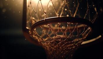 basketball cerceau gouttes Balle dans liquide fête généré par ai photo