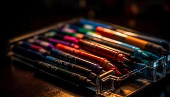 artiste bureau coloré outils pour Créatif éducation généré par ai photo