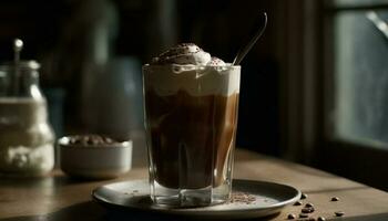 fraîchement brassée café, crémeux latté, mousseux cappuccino généré par ai photo