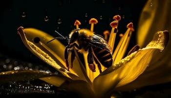 beauté dans la nature mon chéri abeille pollinise fleur généré par ai photo