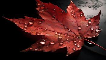 vibrant l'automne feuille reflète humide beauté dans la nature abstrait modèle généré par ai photo