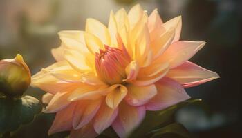 vibrant lotus fleur dans formel jardin symbolise beauté dans la nature généré par ai photo