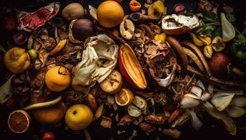 abondance de frais, biologique des légumes et agrumes fruit pour gourmet cuisine généré par ai photo