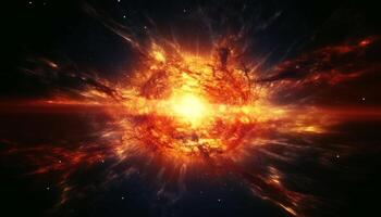 exploser galaxie illumine foncé ciel, une Naturel phénomène de science généré par ai photo
