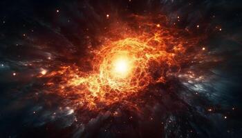 supernova explosion s'enflamme ardent enfer dans Profond espace radiation généré par ai photo