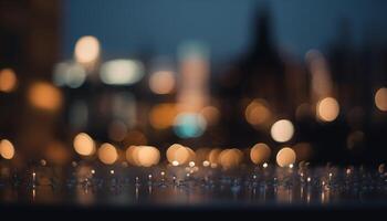 ville horizon illuminé avec vibrant, multi coloré Noël lumières généré par ai photo