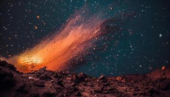 laiteux façon galaxie brille dans le foncé nuit ciel en plein air généré par ai photo