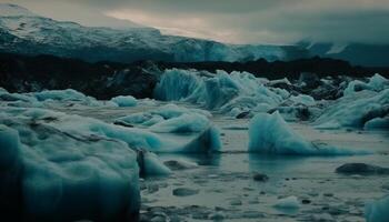 flottant sur eau, la glace banquise aventure dans congelé Arctique généré par ai photo