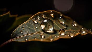 fraîcheur et beauté dans la nature rosée gouttes sur vert feuilles généré par ai photo