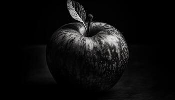 juteux Pomme sur noir arrière-plan, une Frais et en bonne santé casse-croûte généré par ai photo