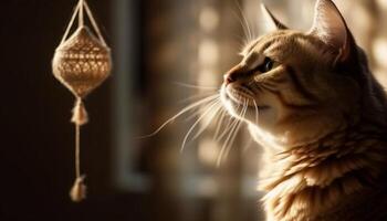 duveteux chaton repos dans lumière du soleil, charmant et choyé animal de compagnie généré par ai photo