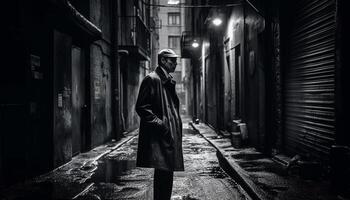 solitude et tristesse dans le élégance de un vieux façonné ville rue généré par ai photo