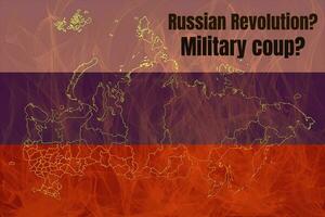contour carte de Russie sur Feu. est un interne militaire conflit dans le russe fédération possible... photo