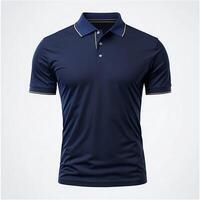 Pour des hommes marine bleu collier cou solide polo T-shirt maquette, ai génératif photo