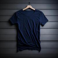 bleu coton T-shirt maquette, T-shirt maquette, ai génératif photo