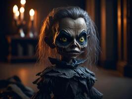 terrifiant effrayant poupée. Halloween concept. ai généré photo