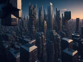 fractale futuriste cubique ville. ai généré photo