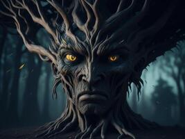effrayant Halloween monstre de forêt. ai généré photo