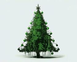 cyberpunk vert futuriste Noël arbre, ai généré photo