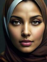 portrait de une magnifique musulman femme photo