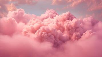 génératif ai, rose magenta fantastique des nuages, ciel et paysage. doux couleurs et avec brillant lumières photo