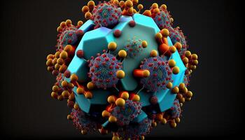 virus molécule illustration, les bactéries particule génératif ai photo