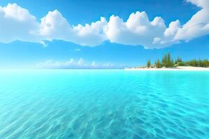 Facile paysage marin avec bleu l'eau. tropical été paysage Contexte génératif ai photo