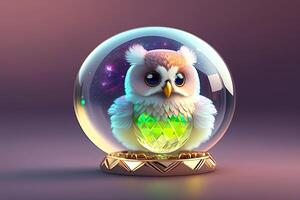 mignonne adorable oiseau fabriqué de cristal Balle génératif ai photo