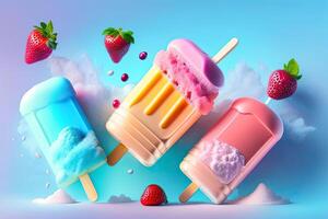 savoureux été fruit la glace crème Frais de fête génératif ai photo