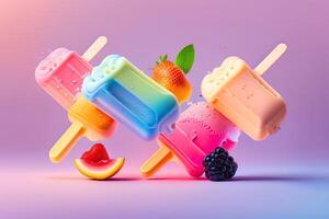 savoureux été fruit la glace crème Frais de fête génératif ai photo