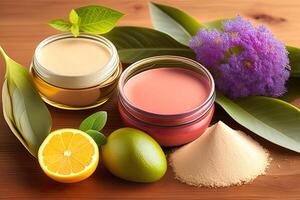 Naturel produits de beauté coloré génératif ai photo