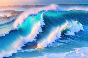 océan vagues sur plage génératif ai photo